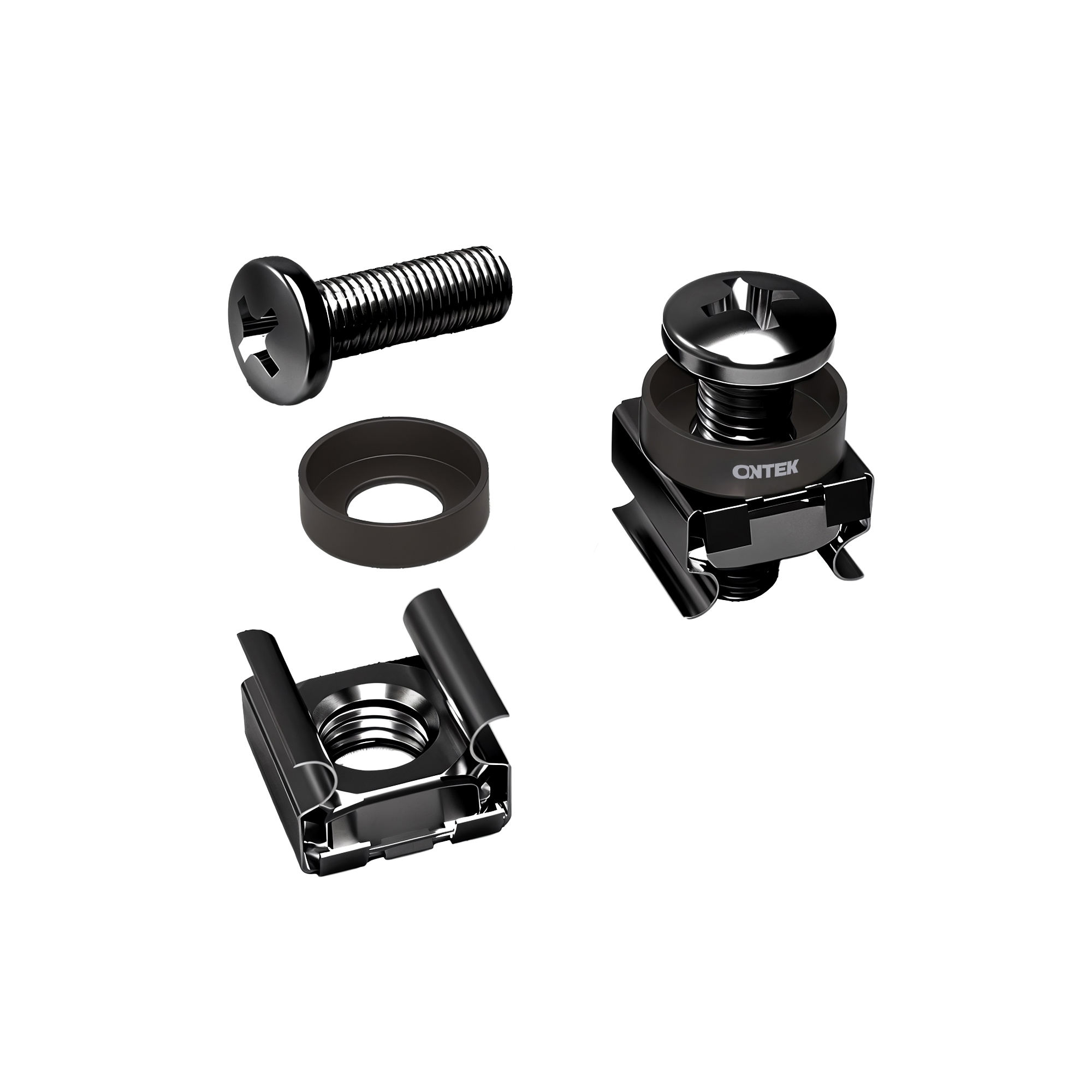 Комплект крепежа ONTEK ONTEK-M6x16-9005 винт+шайба+гайка M6x16 черный